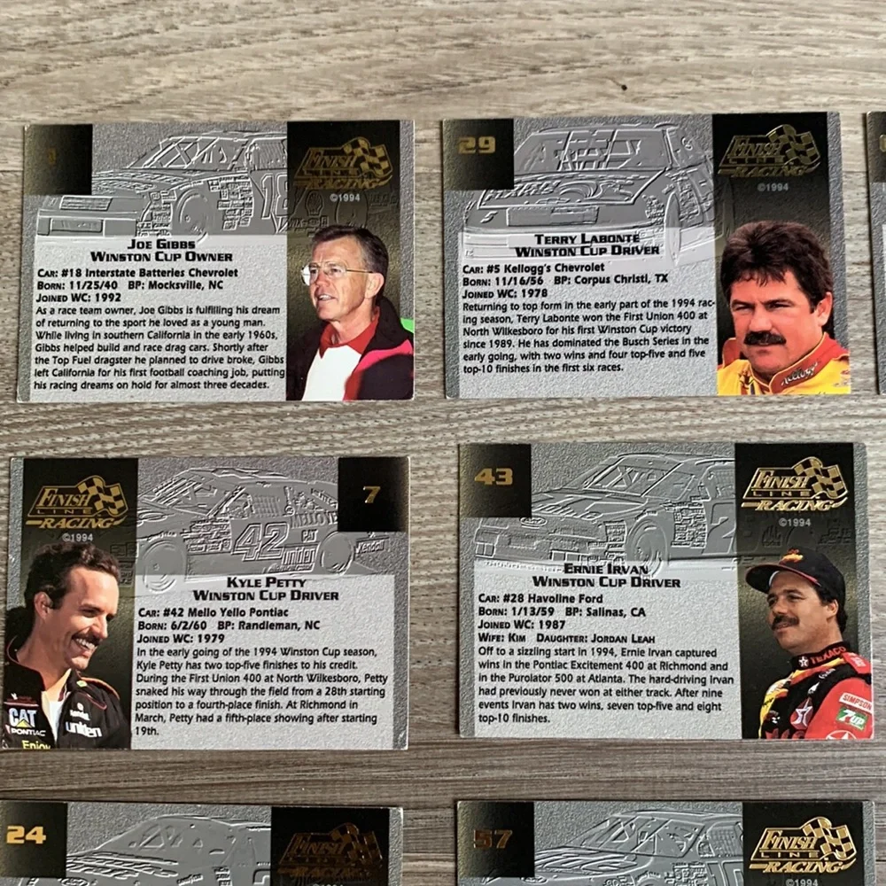 Finish Line Gold 1994 Race Car Driver NASCAR Racing Sport Trading Cards Vintage